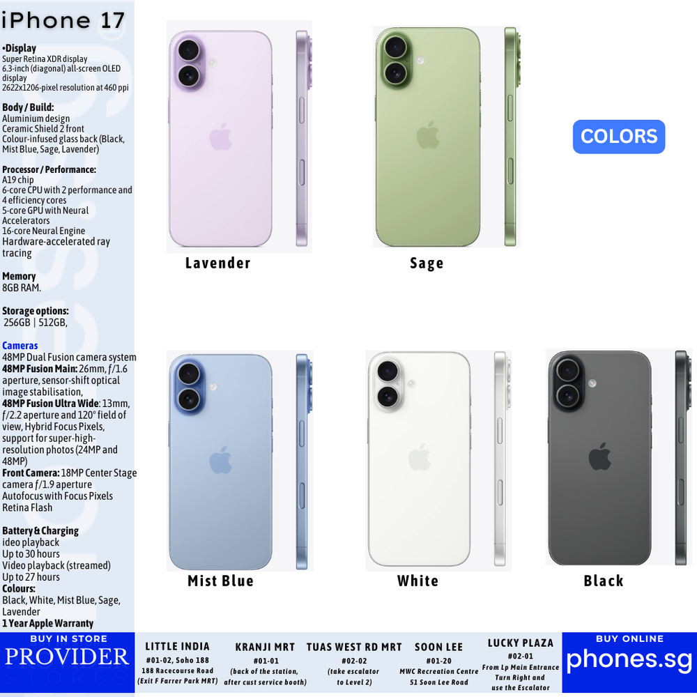 Apple iPhone 17スペースグレー 256G iPhone 17 - Pre-order | phones.sg Singapore